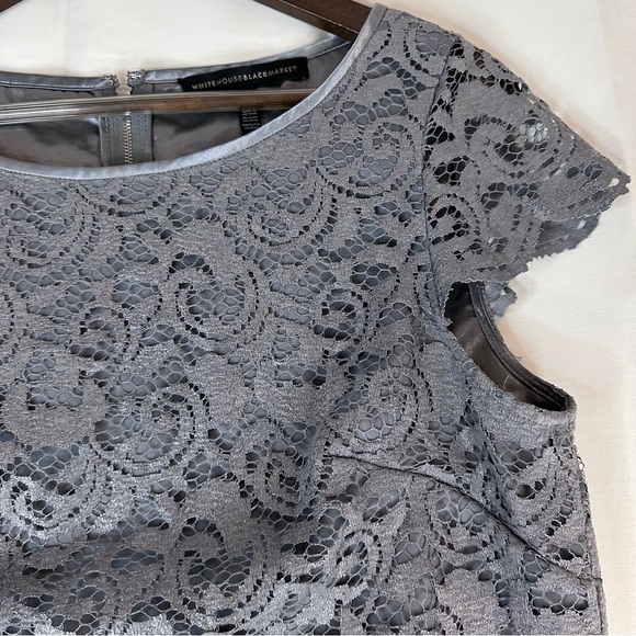 WHITE HOUSE BLACK MARKET Women’s Size 6 Top Blouse Cropped Tee Shirt Lace Lined - Picture 3 of 13